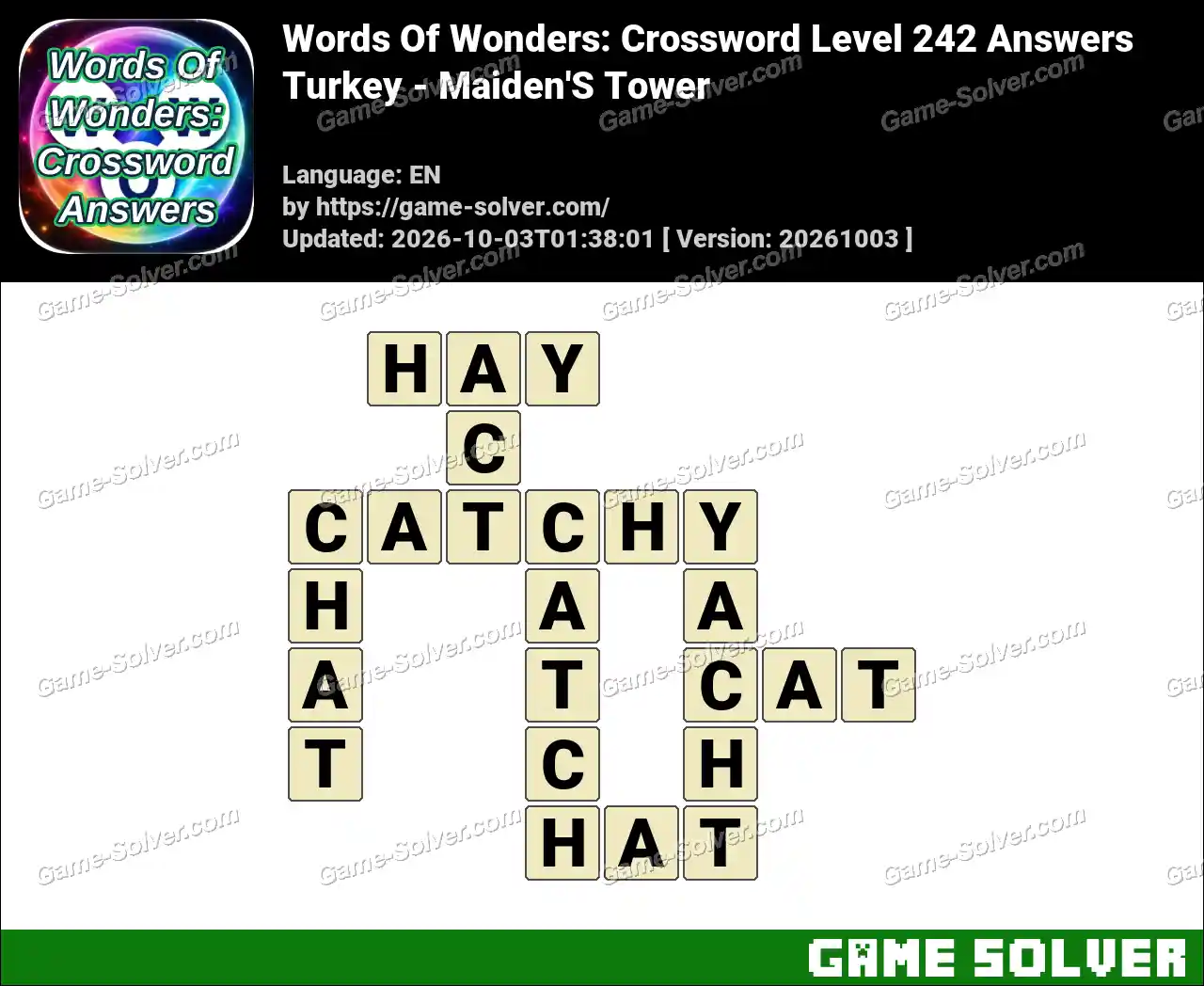 Words Of Wonders: Crossword Level 242 Answers – Turkey – Maiden’S Tower
